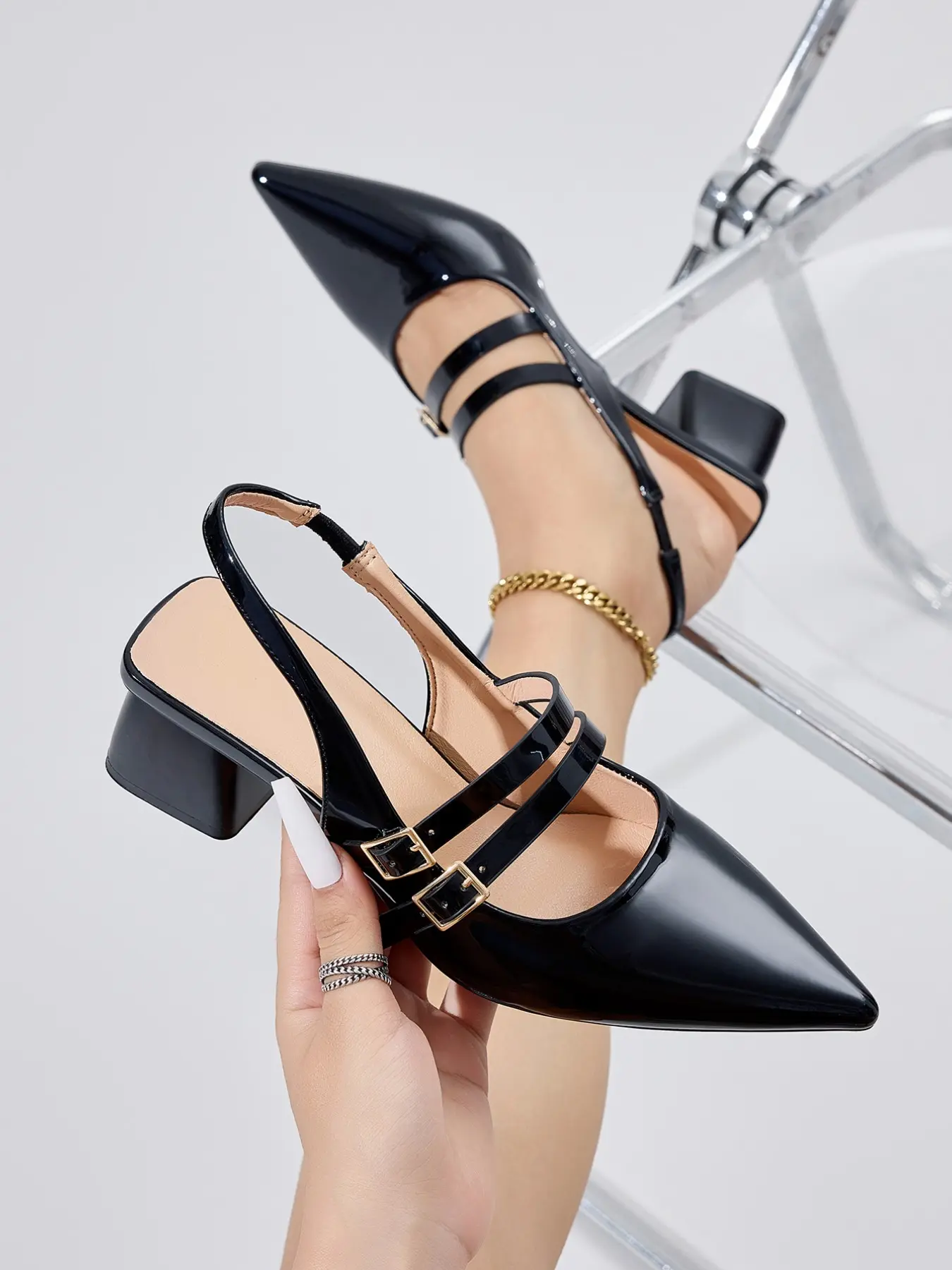 2026 Summer New French Pointed Toe Mary Jane Shoes, Retro Versatile Heeled Sandals, Elegant Comfortable Party Shoes, Wine High Heels