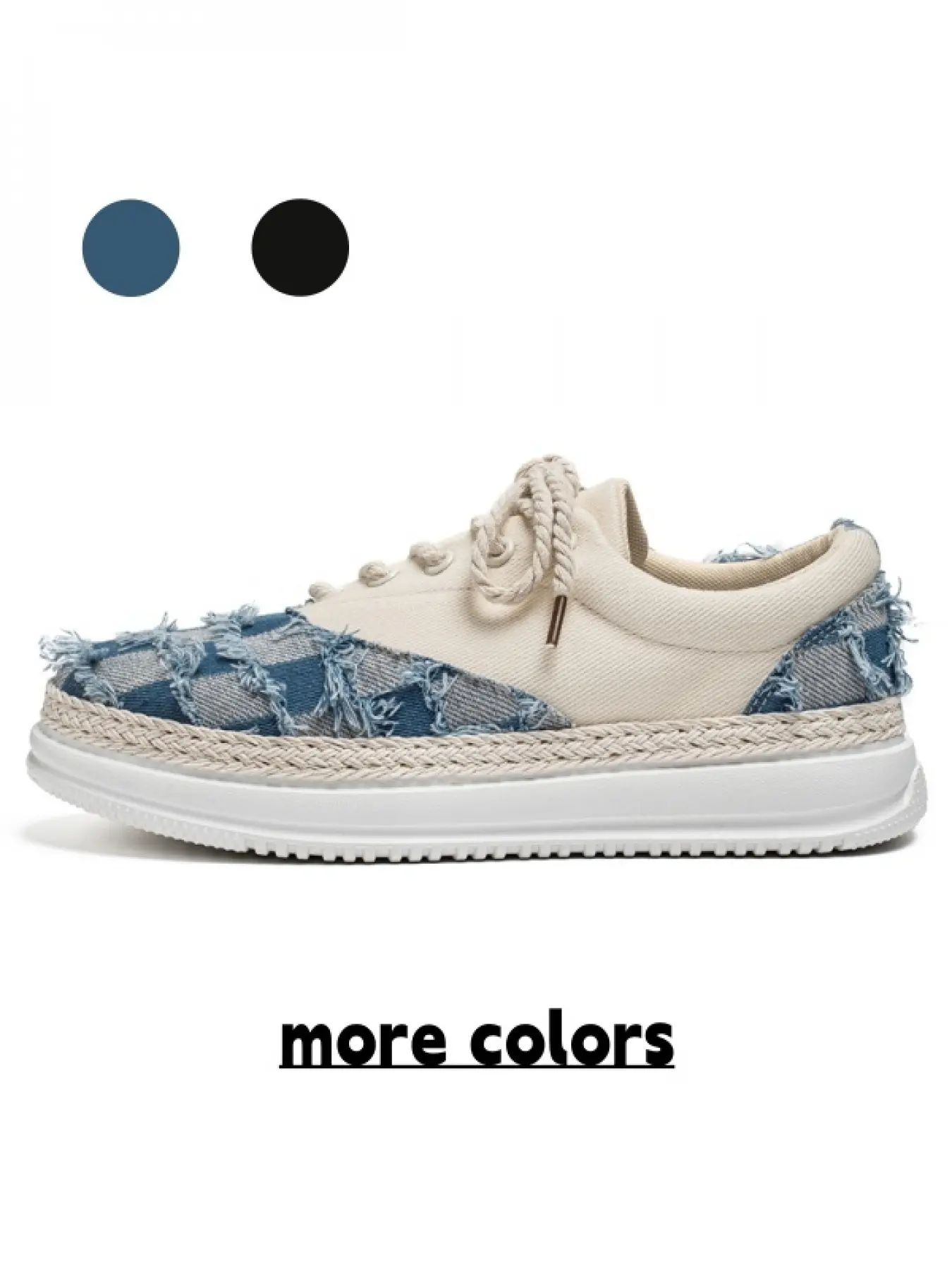 Men's  Checkerboard Vintage Canvas Chunky Platform Sneakers with Thick Beige Hemp Laces, Anti-slip & Wear-resistant Casual Walking Shoes for Daily Commute & Streetwear