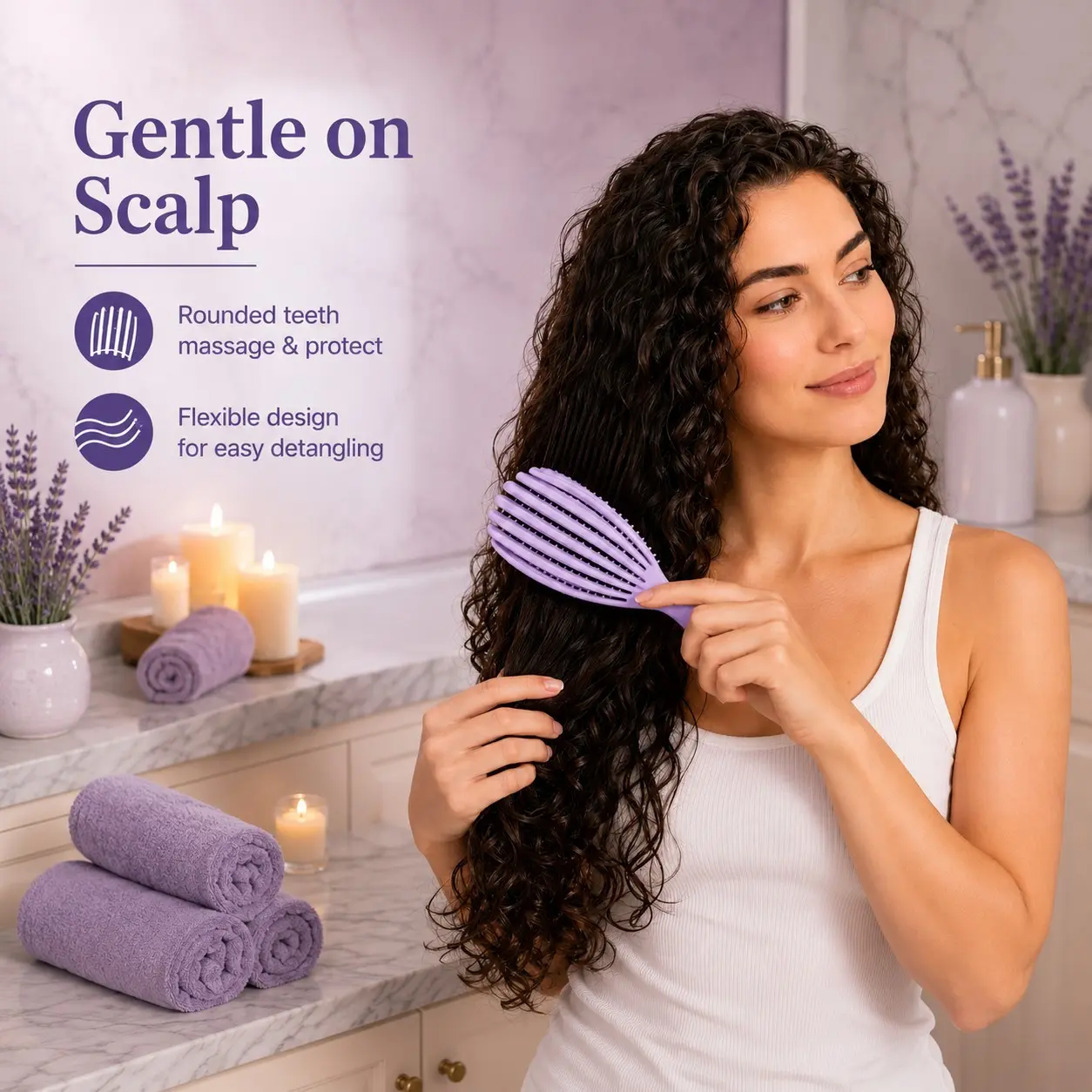 Soft Silicone Detangling Hair Brush, Scalp Massage Vent Brush, Anti Knot Pain Free, Hair Styling Tool for Wet Dry Hair, Beauty Care Gift, Detangler Brush