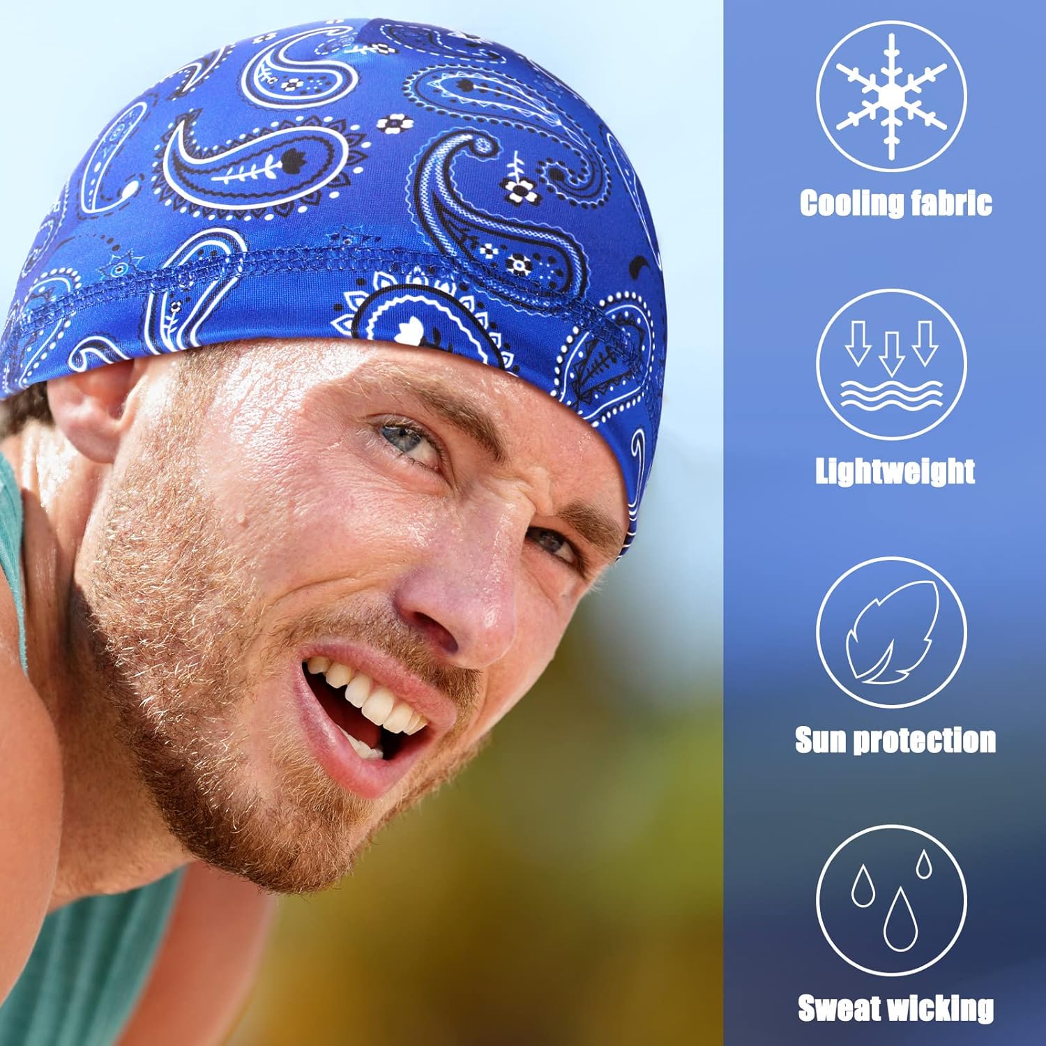 8 Pack Men & Women' Cooling Wicking Skull Caps - Moisture-Wicking Beanie Headbands Suitable for Cycling, Welding Hard Helmet Liner, Sweat Absorption, for Head Wrap for Helmet, & Gear, Unisex