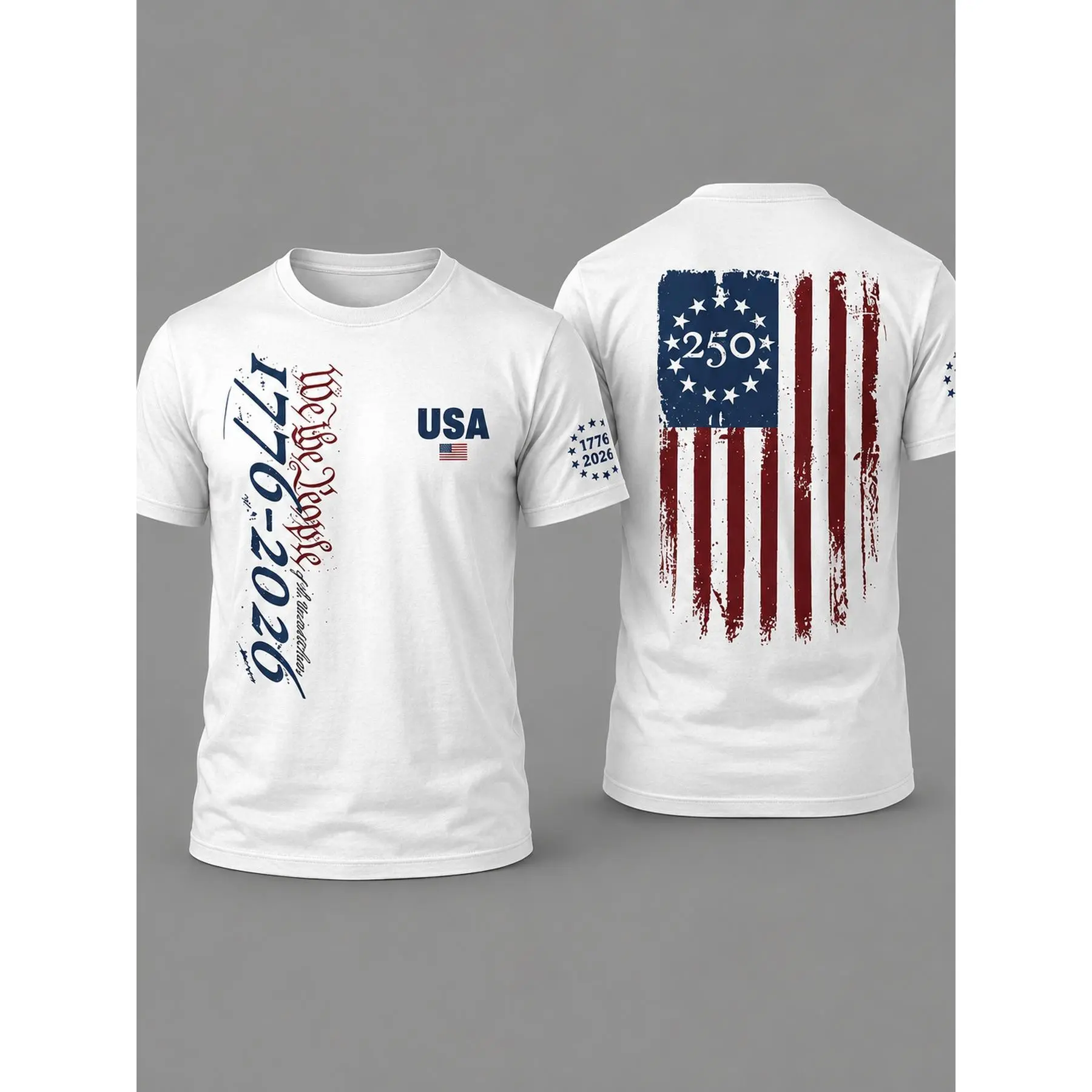 Men's Clothing Unisex USA Bi50th Anniversary 1776-2026 Tshirt Top - 180G Relaxed Fit Black T-Shirt with Stars and Stripes Flag, Celebrate 250 Years American Heritage, Clothes for Women, Versatile Occasions, Classic,back to school,back to school shopping