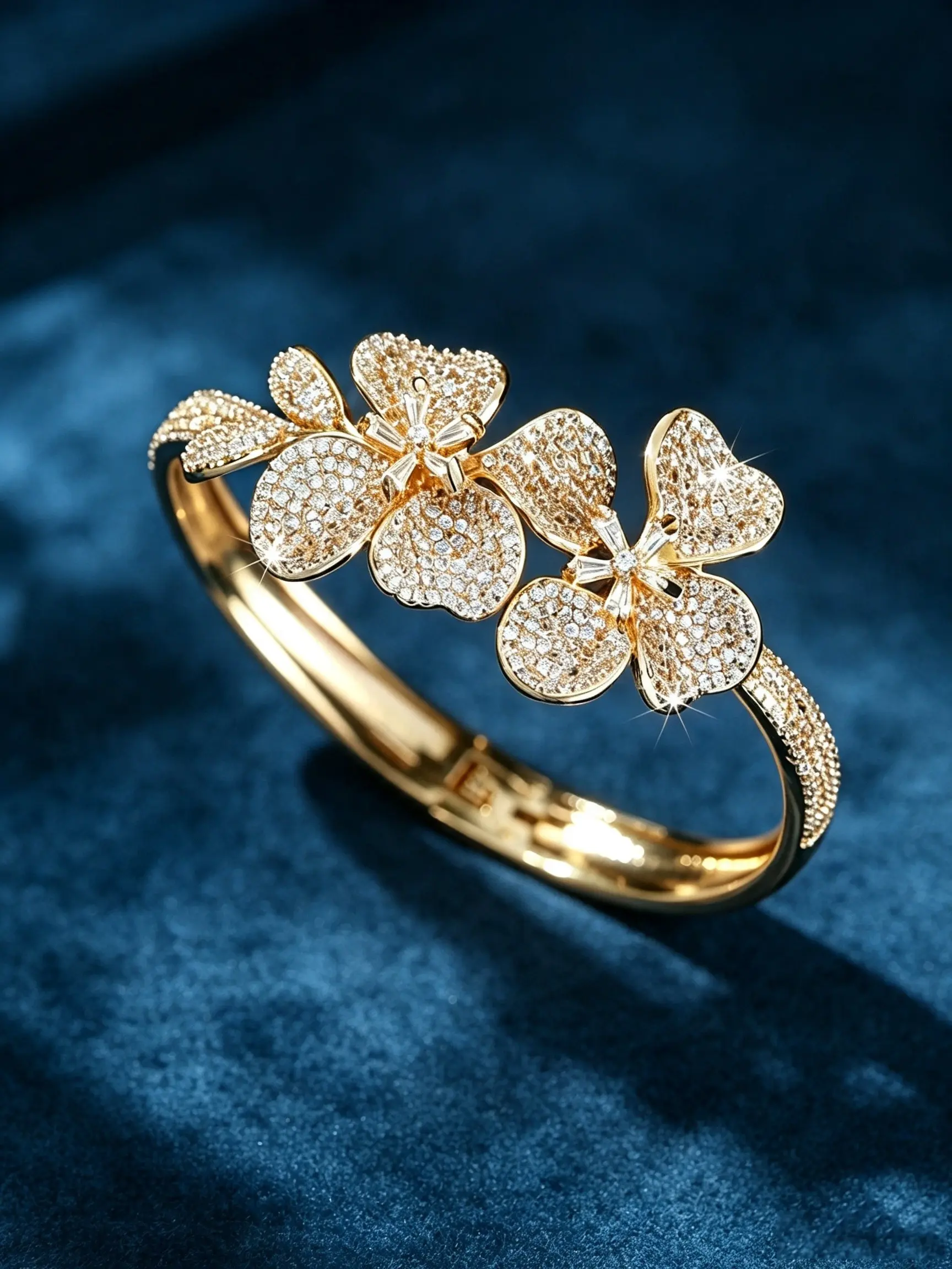 New European Luxury Copper Zircon Flower Bracelet for Women, Fashionable Bold Elegant Wrist Jewelry, Stylish Hand Accessory