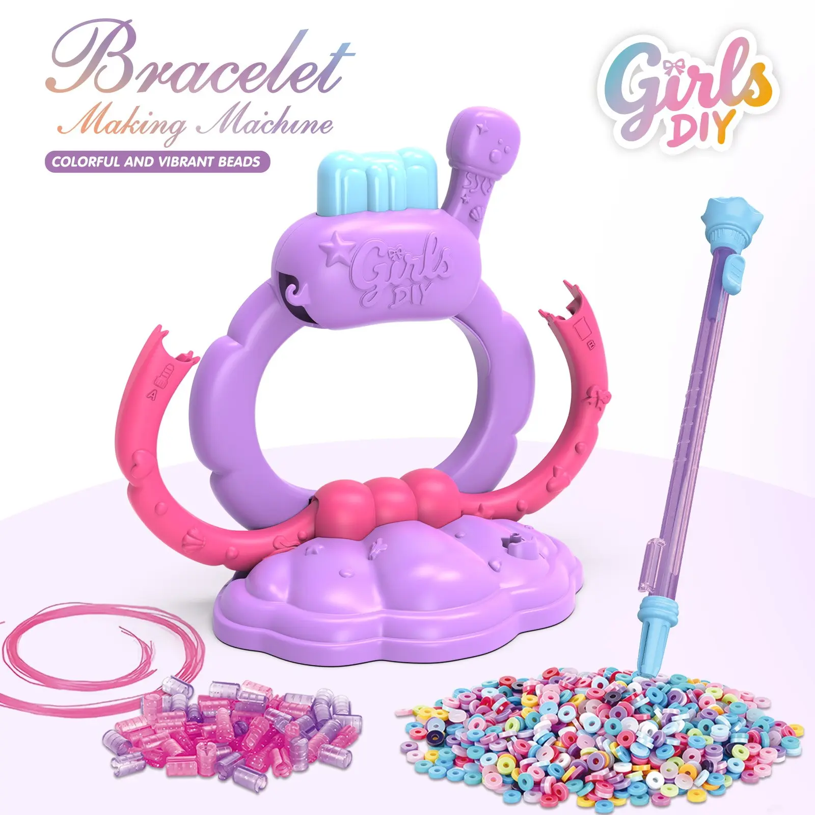 Heishi Bracelet Maker Machine, DIY Stack Heishi Bracelet Studio Kit, Beading Pen, Clay Bead Jewelry Making Set, Kids Arts & Crafts Toy