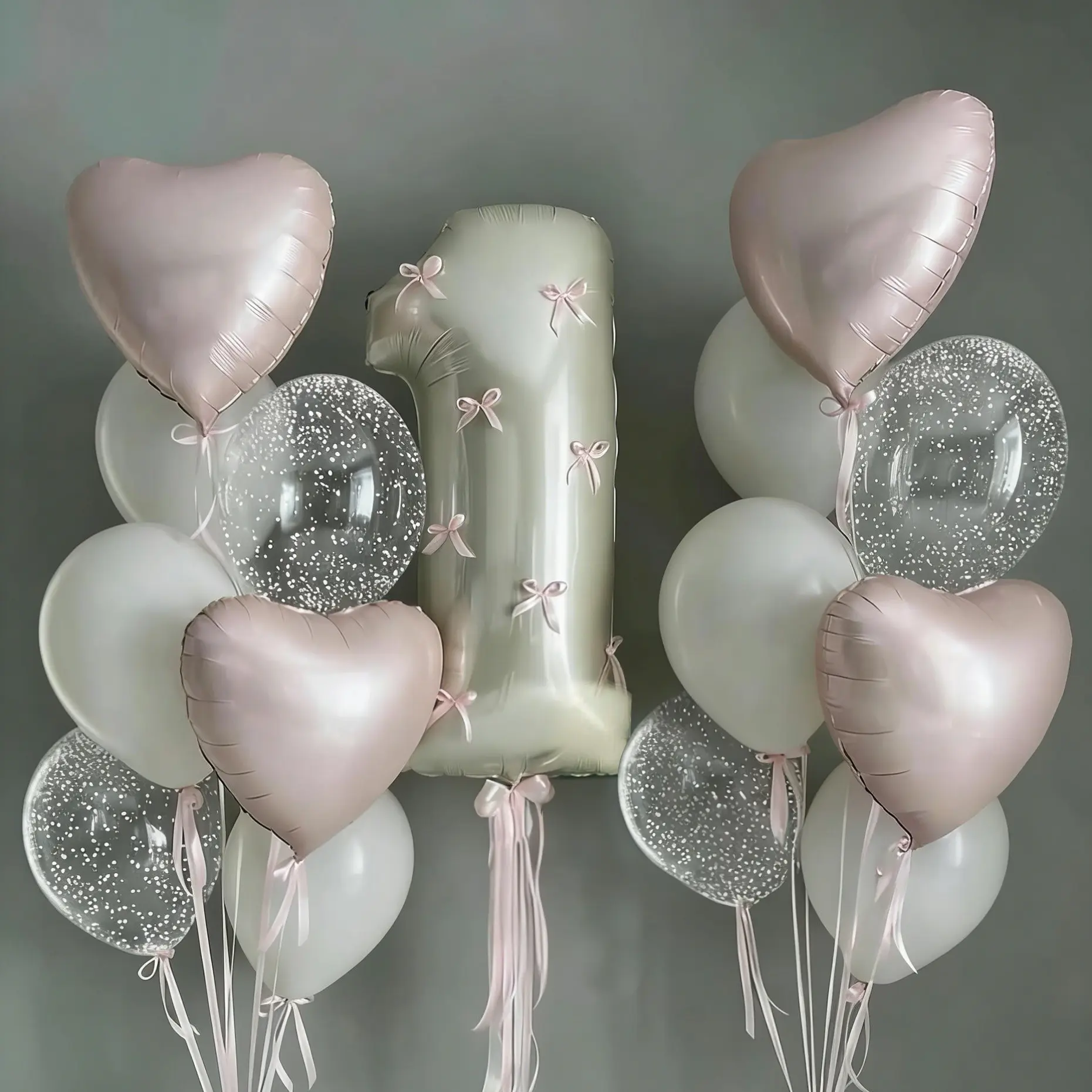 32-Inch Bow Digital Number Balloons, Selectable Numbers 0-9, Perfect for Birthday Parties, Weddings, Party Decorations, Balloon Set