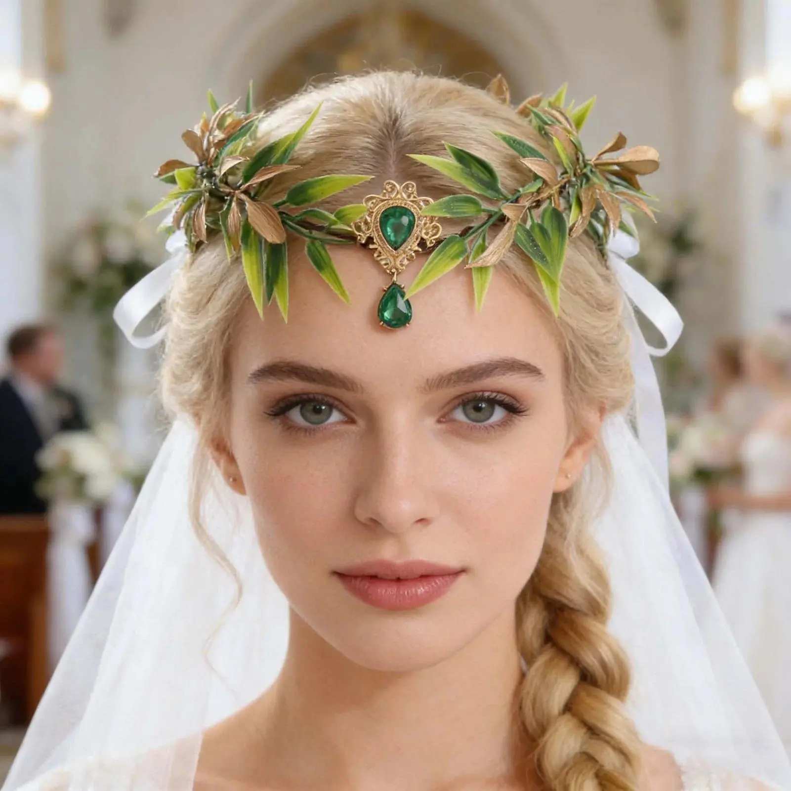 Vintage Green Leaf Vine Tiara with Rhinestones, Romantic Fairy Style Headpiece for Engagement and Ceremony, Daily, Cute, Everyday, Little Fairy Headpieces, Fairy Style Headpieces, Leaf Motif