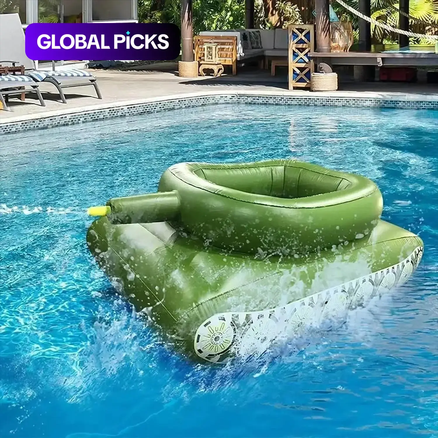 Inflatable Tank Pool Float with Water Gun, Thickened PVC Material, Durable and Tear-Resistant, Fun Water Battle Toy, Essential for Summer Pool Parties, Swimming Float, Pool Floaties, Fun Pool Floats, Pool Inflatables #GLOBAL PICKS