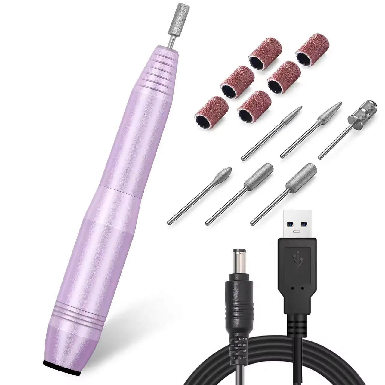 LULAA USB Electric Nail Drill Machine Portable Nail Polishing Pen Professional Manicure Pedicure Nail File Kit with Nail Sanding Bands & Drill Bits