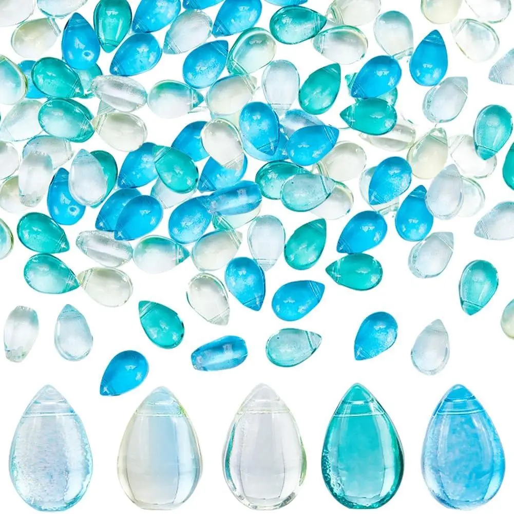 150 count 9mm Glass  Drop Beads Water Drop Beads Small Teardrop  Sparkling  Glass Transparent Loose Spacers Charms Bulk for  Making Beads DIY Beading Bracelet Craft