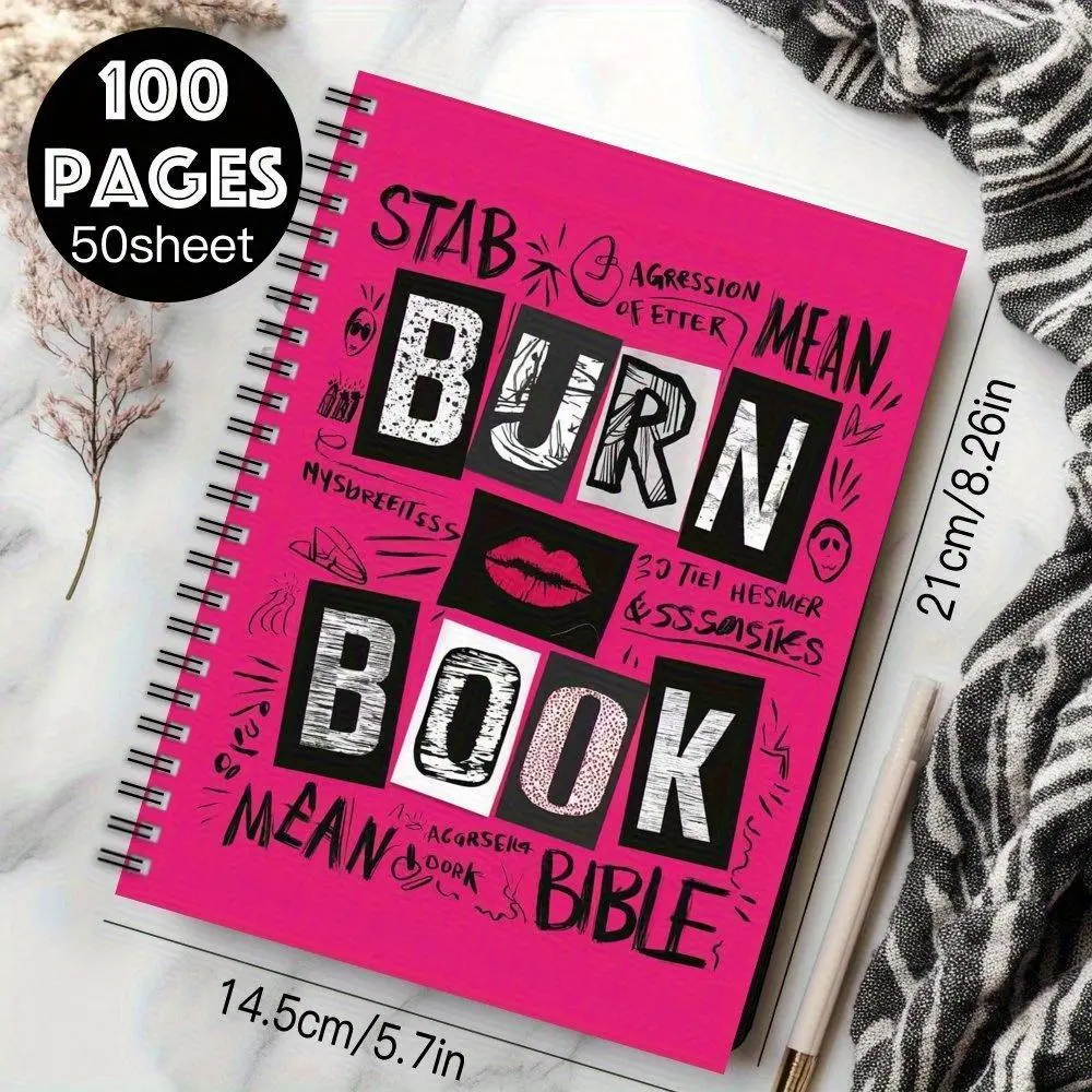 1 Pink Spiral Notebook – Features an inspiring "Burn Your Books" design; A5 size makes it a perfect gift for friends and colleagues; ideal for use as a journal, office/school supply, or student notebook.