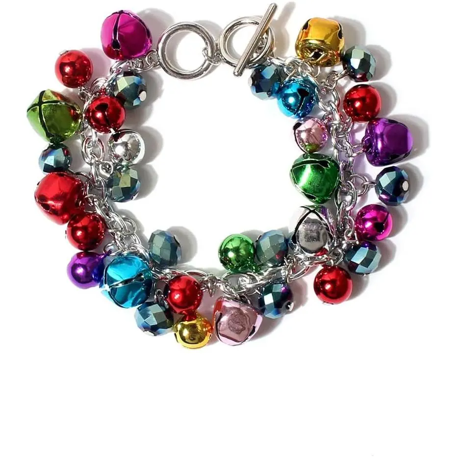 Colorful Jingle  Christmas Red Green Cute Ornament Ball Chain Bracelet for Women -  Bells Holiday Festival Xmas Party Costume Accessories Bracelets Cute OT Buckle Clasp  Present
