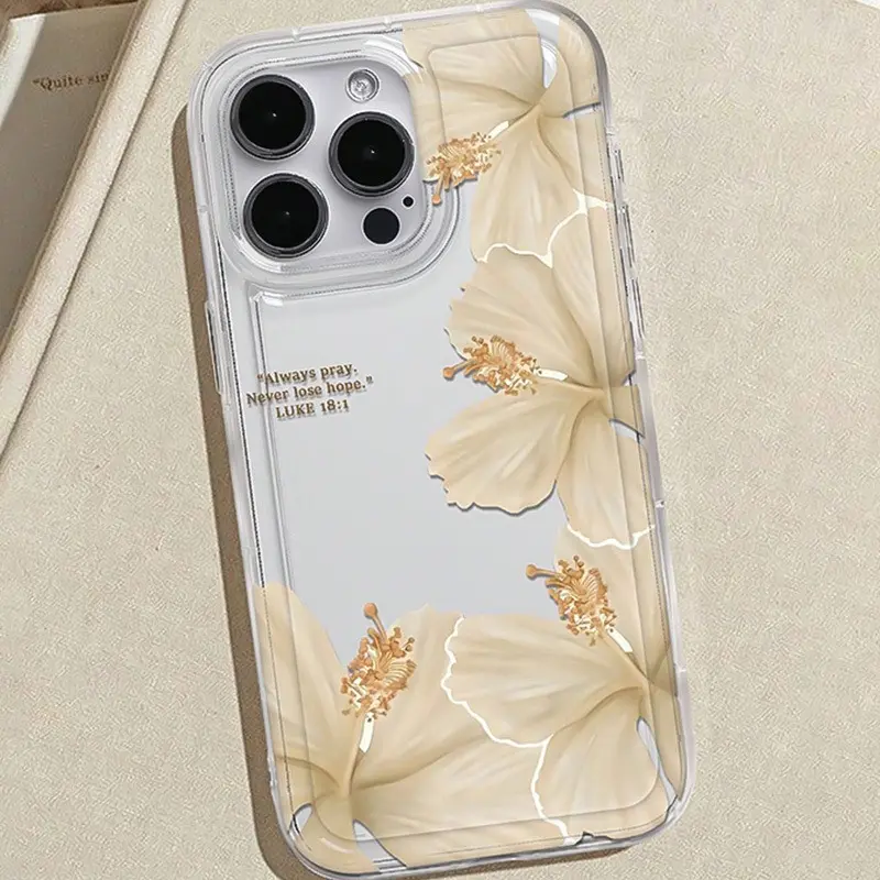 TPU Plastic Transparent Floral Print Soft Phone Case - 1pc Light Yellow 1-Piece Transparent Cover, Fits iPhone 7,8,X,XS,XR,SE Mini,11,12,12 Plus,13,13 Plus,14,15,16,17 Pro Max,Air Series Mobile Phone Accessories, Iphone11