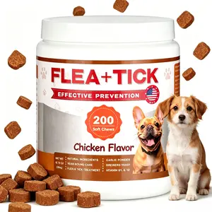 Flea & Tick support Chews for Dogs-Nutritional Supplement,Not a Treatment-200 Count,Plant-Based Chicken Flavor with Probiotics,Coconut Oil,Flaxseed & Fish Oil-For All Breeds and Ages