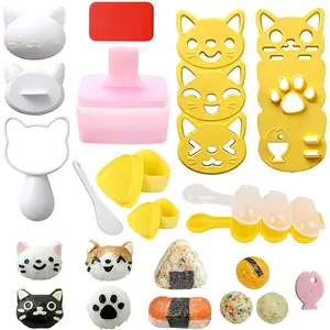 Rice Ball Molds 6 Sets Sushi Molds Bento Box Accessories Kits with 1PC Musubi Maker Press Mold, 2PCS Gimbap Molds Triangle and 1PC Rice Ball Mold Shaker for DIY Fun Lunch Box Picnic Tool