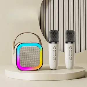 Mini Karaoke Machine for Kids Girls and Boys, Portable Bluetooth-compatible Speaker with 2 Wireless Microphones, Birthday Gift for Ages 4-10, Musical Accessories