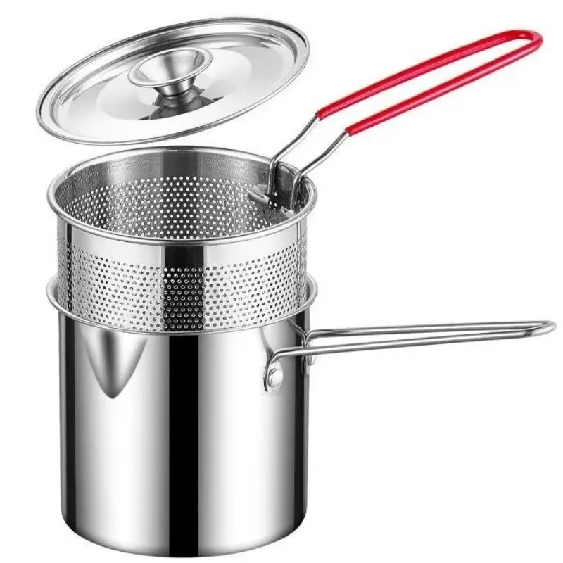Portable cooking pot, Stainless Steel, Kitchenware, suitable for noodles, fish, shrimp, chicken, features a perforated design, ideal for home cooking and outdoor use, a quick-heating kitchen gadget, Multifunctional all-in-one kitchen utensils