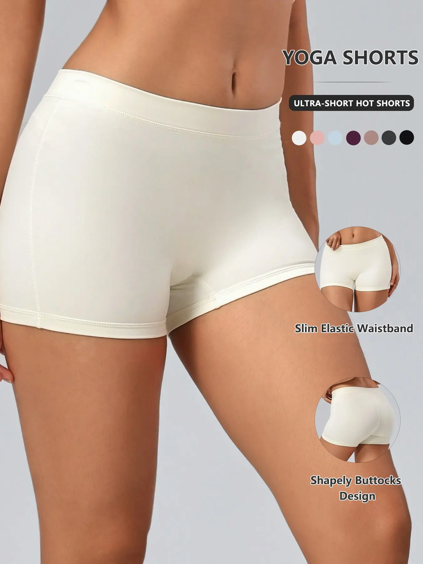 Sexy Yoga Shorts for Women, Quick-Dry Breathable Fabric, Elastic Waist Design, Polyester & Spandex Blend, Ideal for Gym Wear