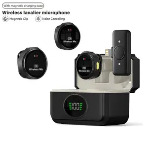 48H long battery life+portable charging case | Q8 wireless mini lavalier microphone ultra light body, 3-level intelligent noise reduction automatic limit (explosion-proof sound) compatible with iOS 14 and below or Android compatible Vlog/live streaming/in
