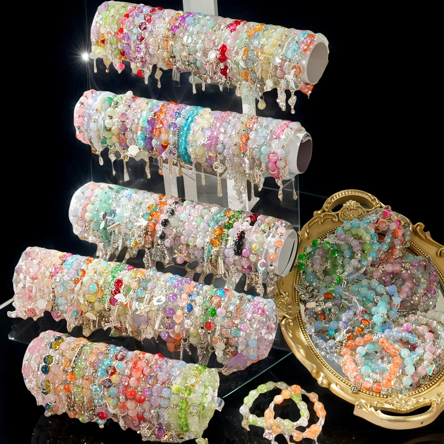 Bracelet Set for Women, 15/35/75-Piece Colorful Glass Beaded Charm Bracelets, Trendy Boho Stackable Jewelry Gift for Birthdays, Bracelets For Women