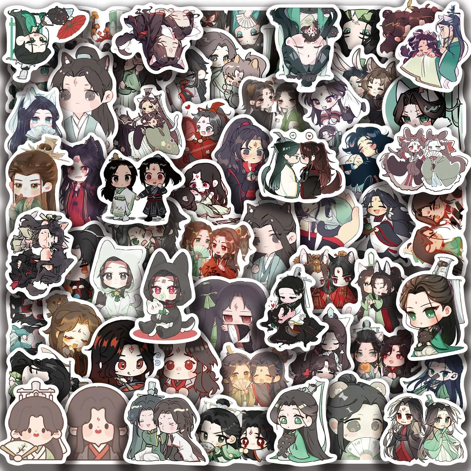 60pcs The Scum Villain's Self-Saving System Cartoon Q version Stickers Waterproof PVC DIY Decals for Laptops Scrapbooks Luggage