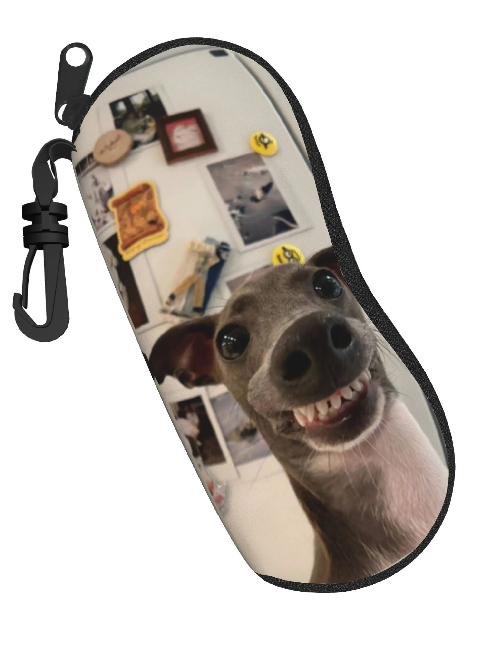Summer Dog Print Eyeglass Case, Zipper Keychain Wallet, Shockproof Sunglasses Bag, Cute Cartoon Dog Lens Pouch, Portable Glasses Holder
