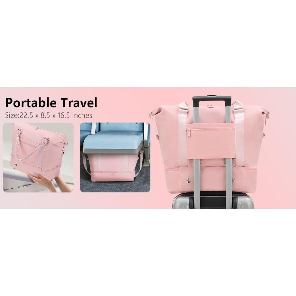 Weekender Travel Duffel Bag with Shoe Compartment & Toiletry Bag for Women, Carry-On Overnight Bag