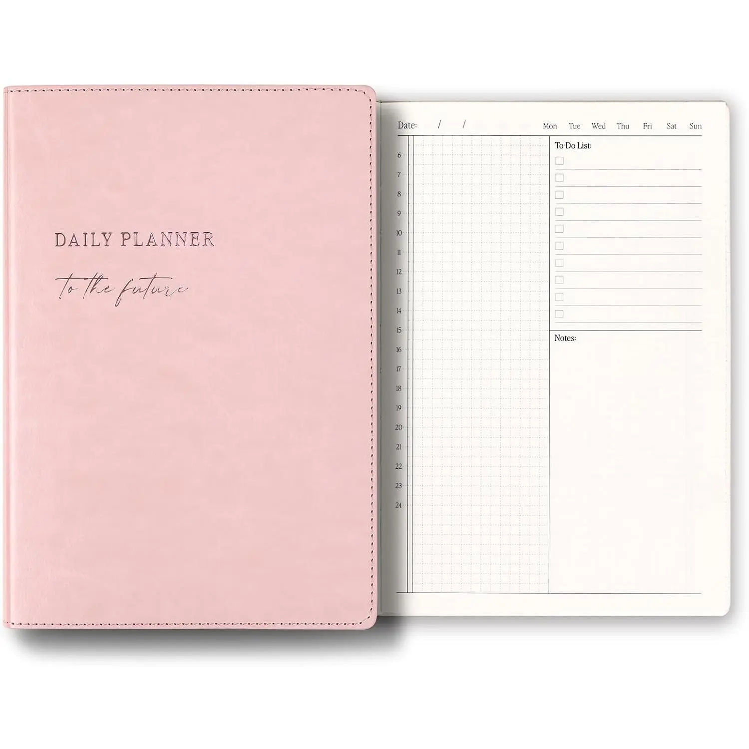 Undated 2026 Daily Planner - 180 Days Synthetic Paper Pages with Hourly Grids, Monthly & Daily Scheduling, Notes - Aesthetic Office Stationery for Productivity