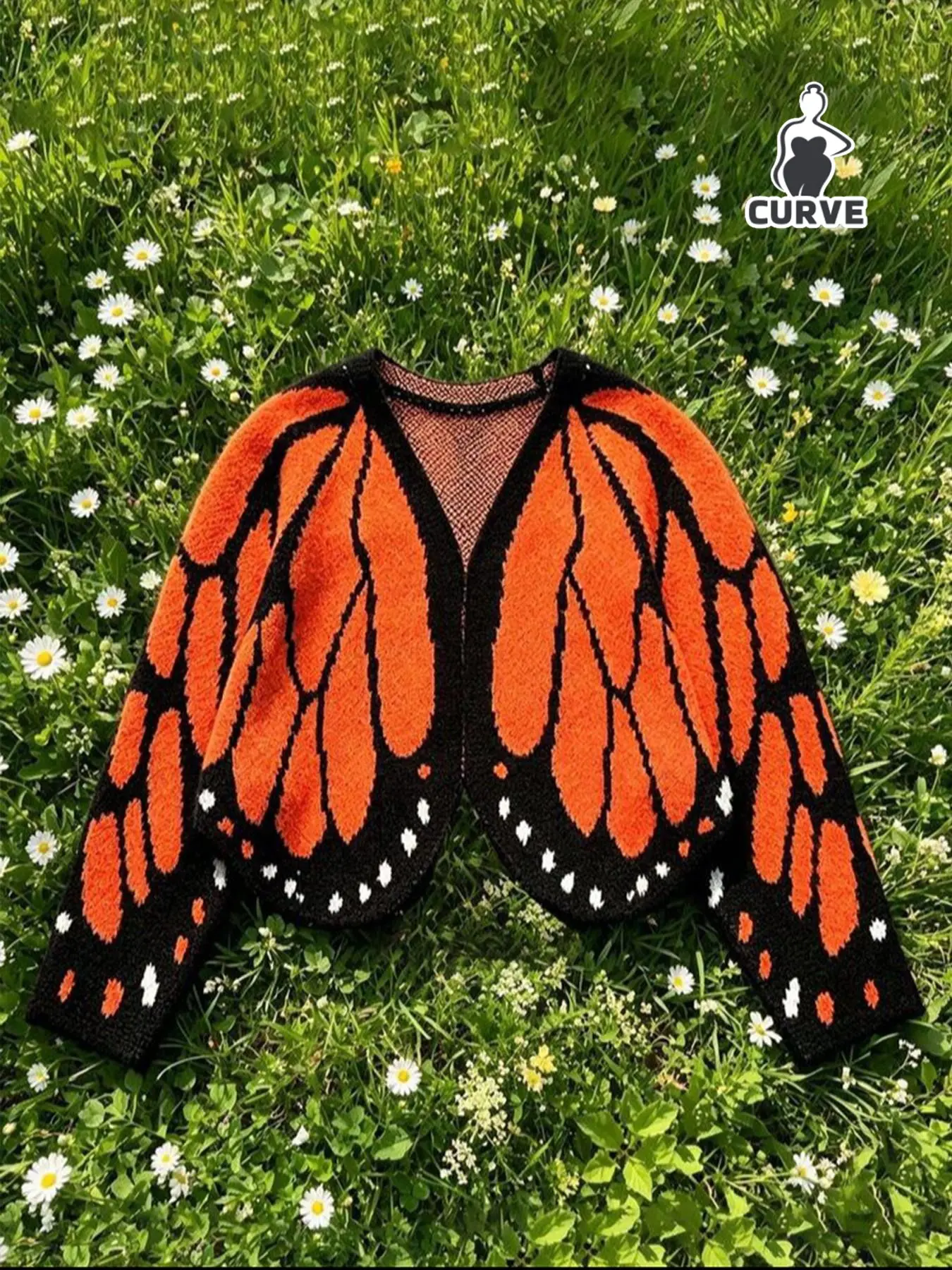 Plus Size Women Butterfly Wing Knit Cardigan, Open Front V Neck Batwing Sleeve Cropped Knit Jacket, Casual Chic Fashion Knit Outerwear Suitable for Daily Wear, Vacations, Parties & Gatherings