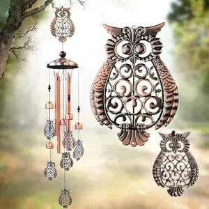 Aluminum owl wind chime with clear melodic sound, weatherproof and durable. Lovely hanging ornament for garden, yard and patio, great for home decor, festivals and memorial gifts.