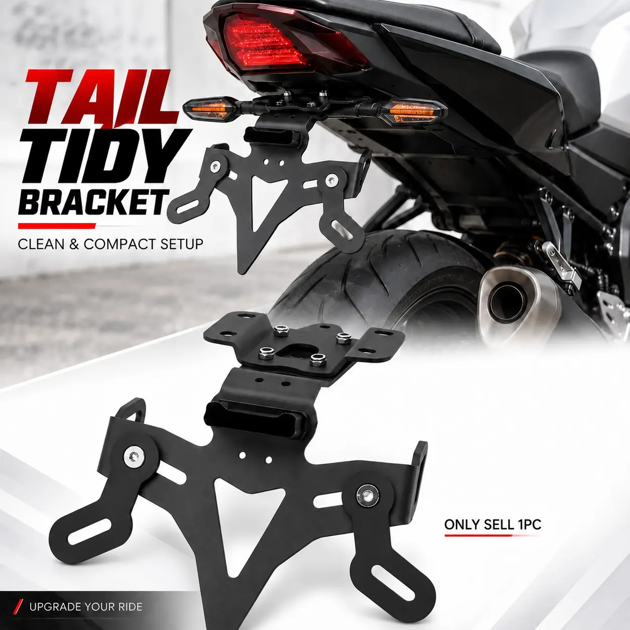 Yamaha Mt-07/fz-07 2013- License Plate Holder, Fender Eliminator, Registration Bracket with LED, Mt07 Mt 07 2018 Compatible