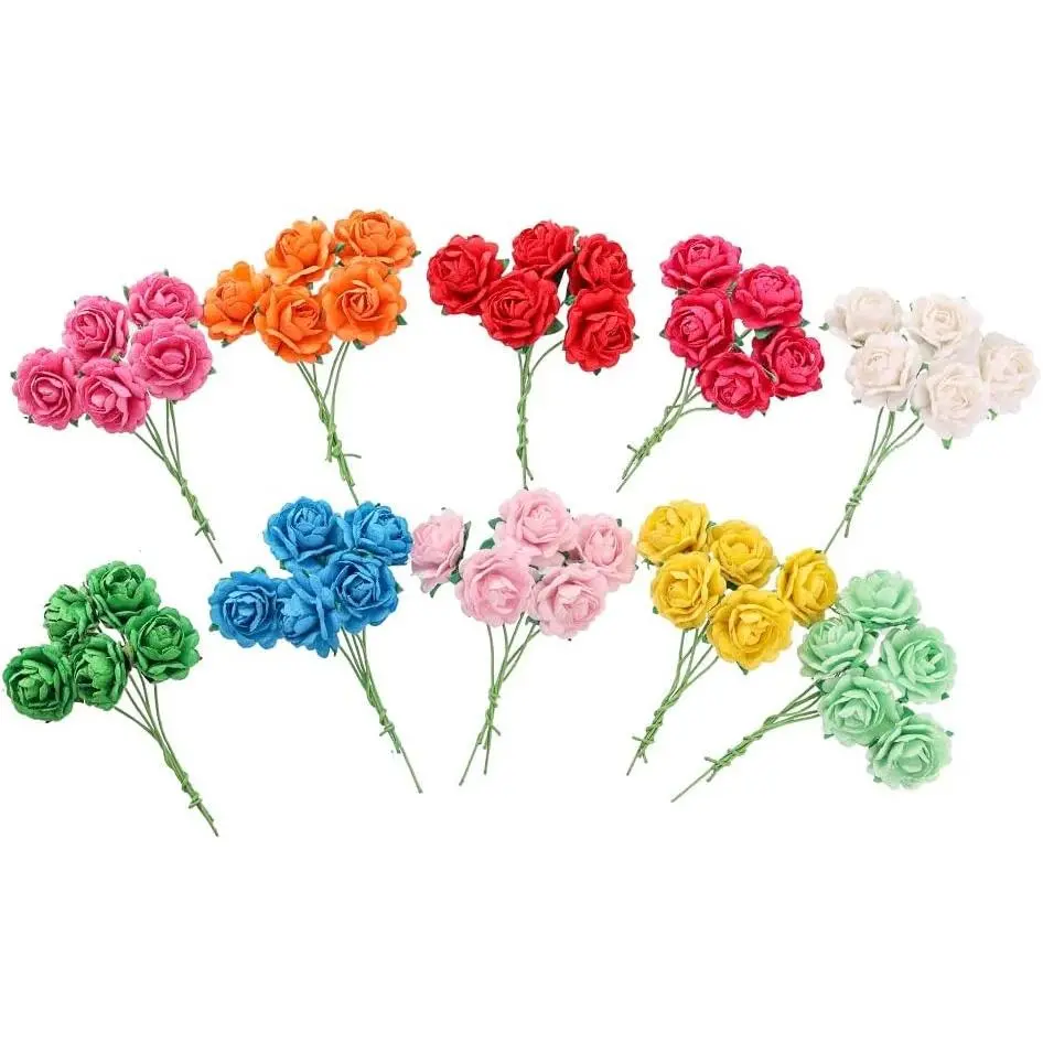 Mini Heart Petals Mulberry Paper Roses 18mm, 50 count Paper  for Crafts, Scrapbooking, Card Making, Wedding Decoration, DIY Floral Embellishments (10 Colors)