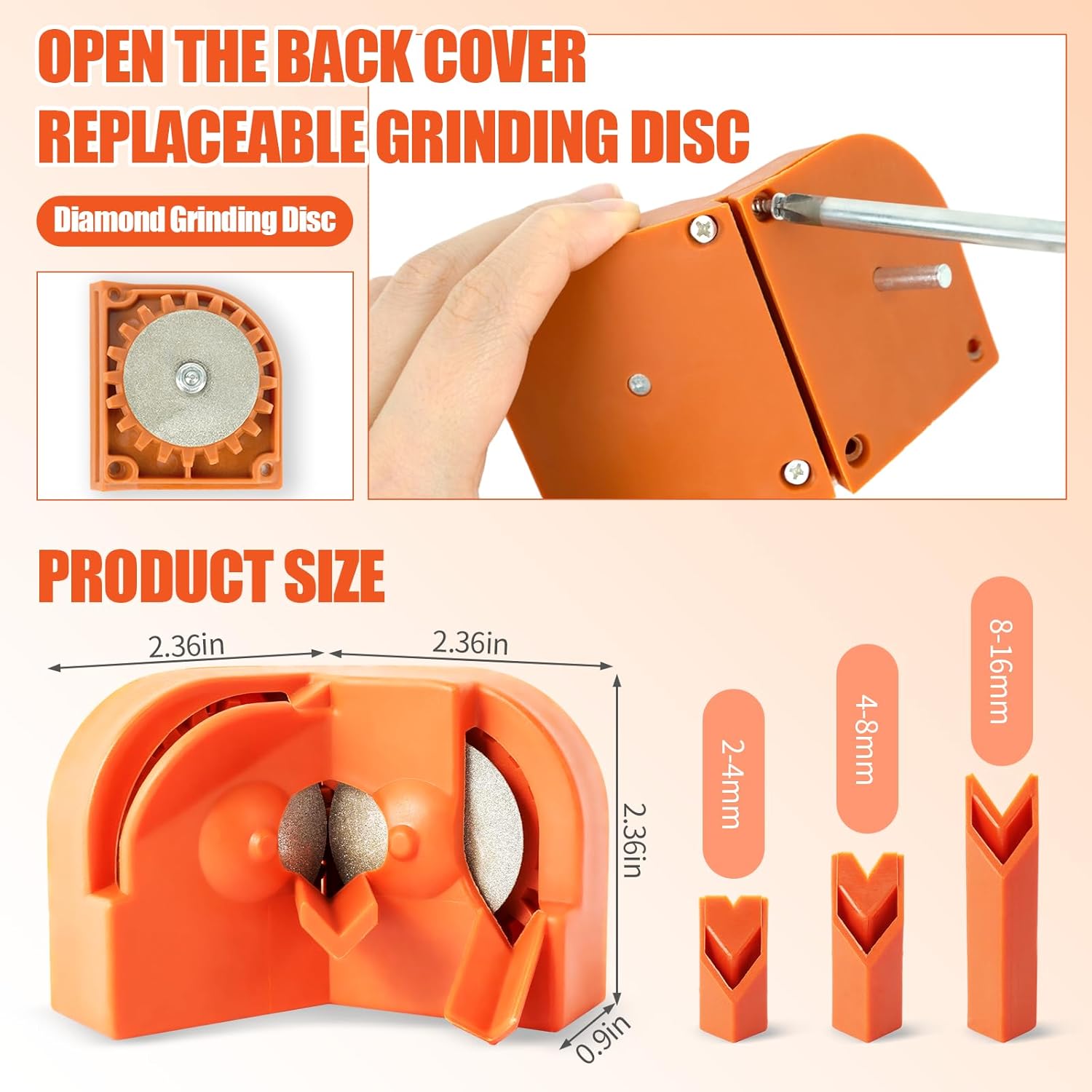 Grinder Attachment Portable Multipurpose Drill Bit Sharpener, Drill Bit Sharpener with 2 Grinding Wheels, Power Drill Bit Sharpener for All Bits.