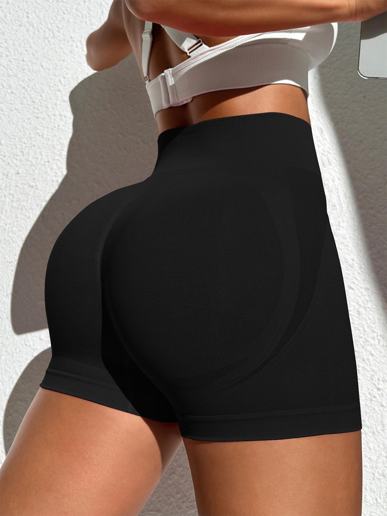 Women's Solid Color High Waist Gym Shorts, High Stretch  Comfortable Breathable   Tummy Control Butt Lifting Skinny  Shorts for Yoga Gym Workout Running, Ladies Sportswear for Indoor Outdoor Wear Athletic Yoga Shorts