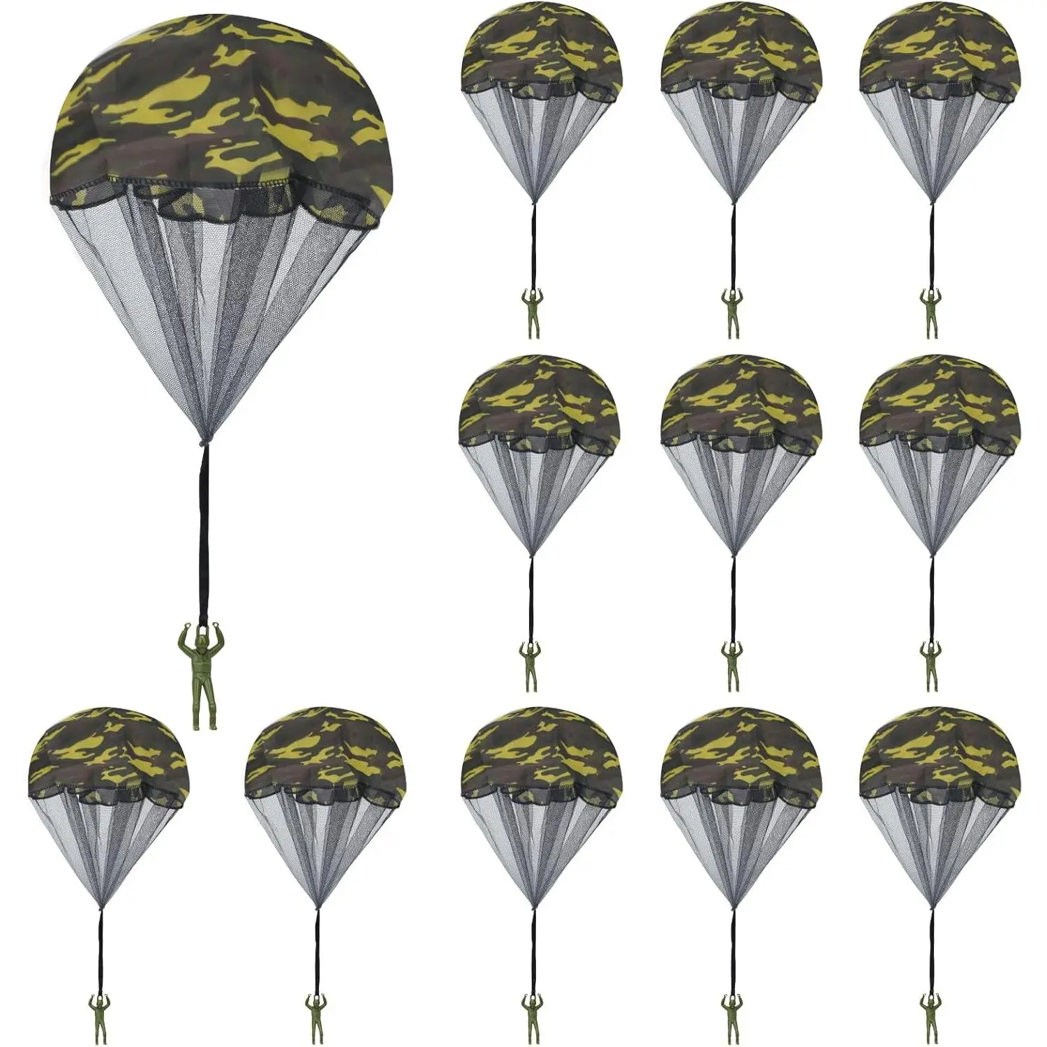 10 Pcs Parachute Toy, Camo Parachute Men Tangle Free Throwing Hand Throw Outdoor Flying Paratrooper Toy No Battery nor Assembly Required (10, Dark Green)fidget toys
