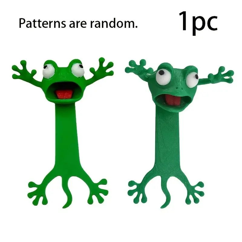 Funny 3D Frog Bookmark, Creative Book Mark Holder, Office Supplies, Unique Gift for Friends, Random Pattern Design