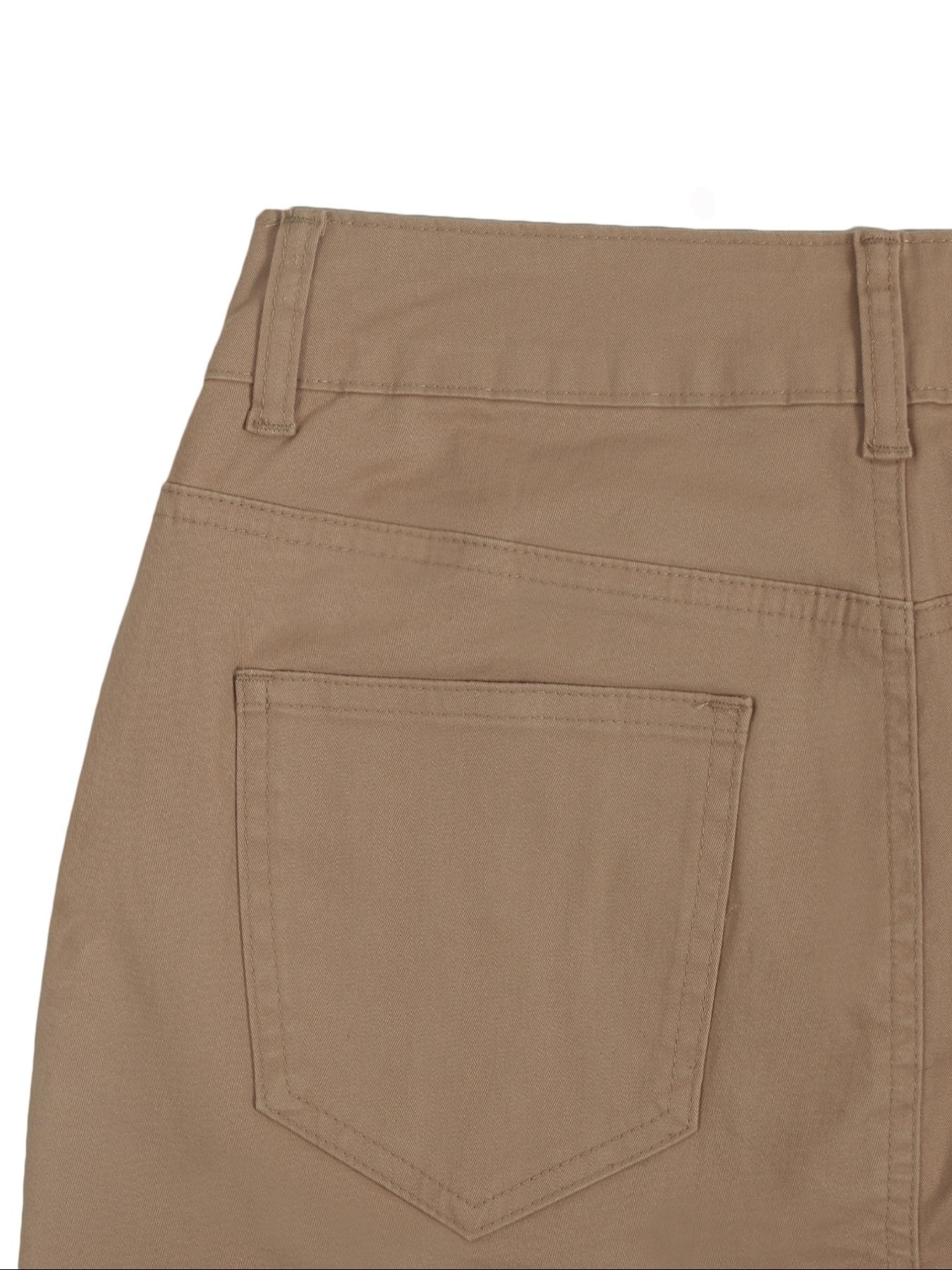 GILIPUR Y2K Khaki Textured Work Pants With Multiple Pockets, Slim-Fit, Basic, For Summer And Autumn, Casual, All Sizes, Ladies, Shop Now