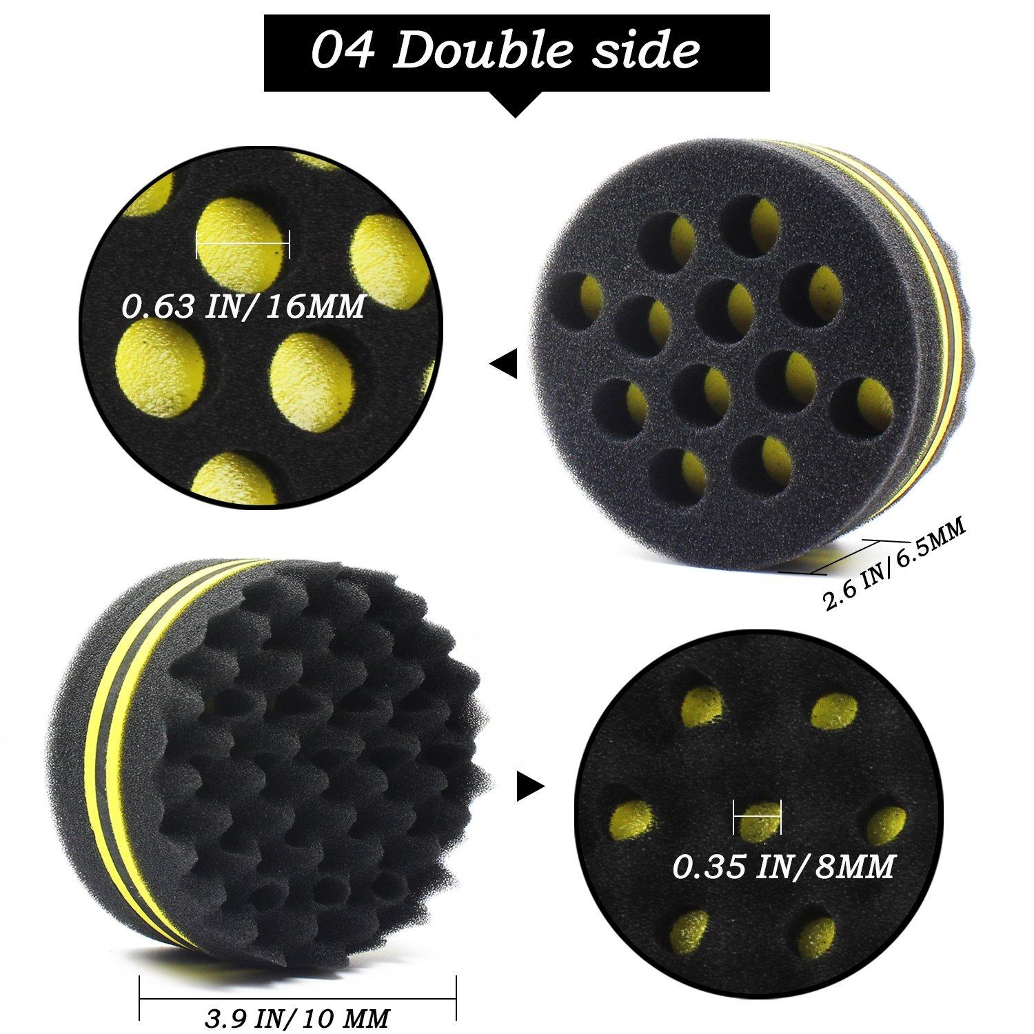 5Pcs Black Big Holes Magic Sponge Brush Set for Wavy,Coils,and Afro Hair-Hair Care Tool for Men and Women,Hair Brushes,Hair Styling Tools Set,Hand Tools Kits