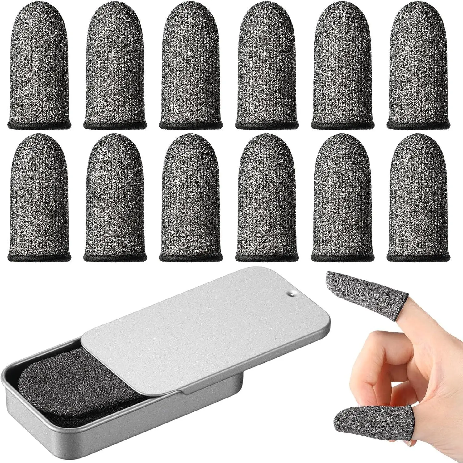 12 Pack Gaming Finger Sleeves Mobile Phone  Fiber Thumb Sleeve Finger Touchscreen  0.15 mm Anti- Anti-Slip Gloves Cover for Mobile  Sensitivity - Comfort