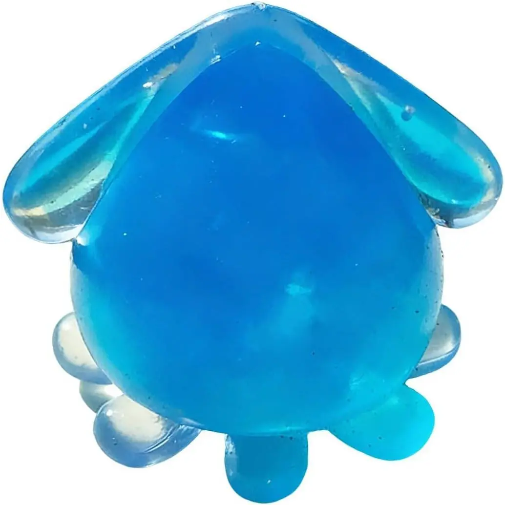 TREBIN Squid Water Drop Squishy Stress Ball, Slow Rising Malt Sugar Fidget Toy, High Resilience Sensory Toy for ADHD Autism, Sparkly Jellyfish Design Droplet Squeeze Toy for Focus (Blue Squid)