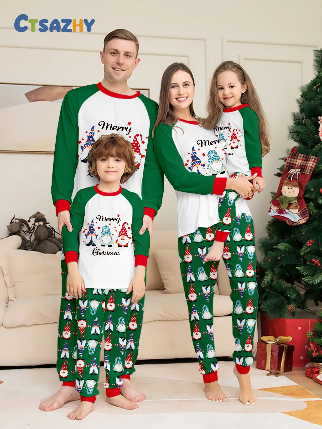 Holiday Family Matching Sleepwear Santa Letter Knit Pajamas Set For Christmas Daily Wear
