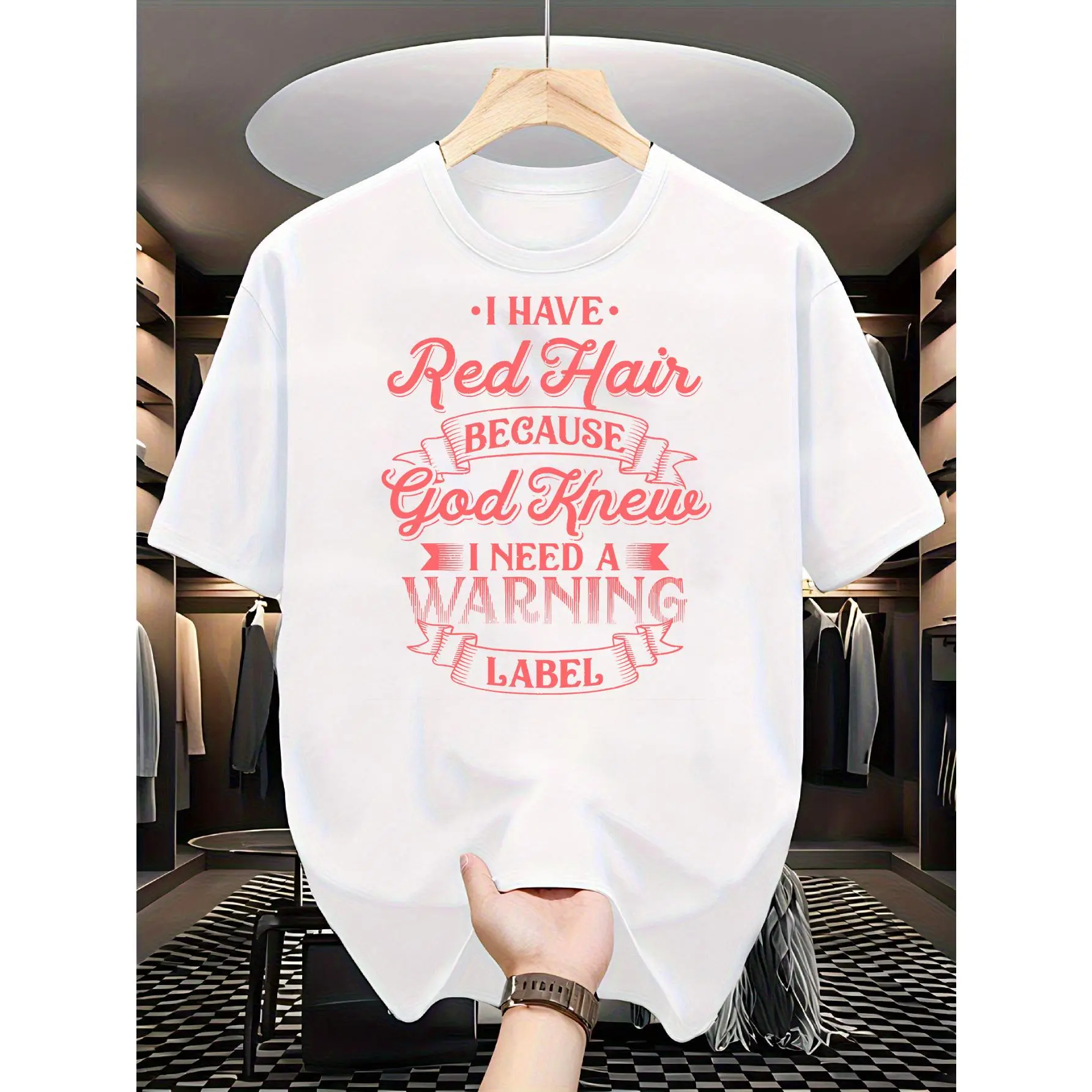 Funny Redhead T-Shirt - "I Have Red Hair Because God Knows" Bold Pink Lettering & Red Hair Pride Slogan, Unisex Casual Fit for Men & Women, Year-Round Wear, Birthday/Christmas Gift for Ginger Hair People, Irish-Themed Apparel