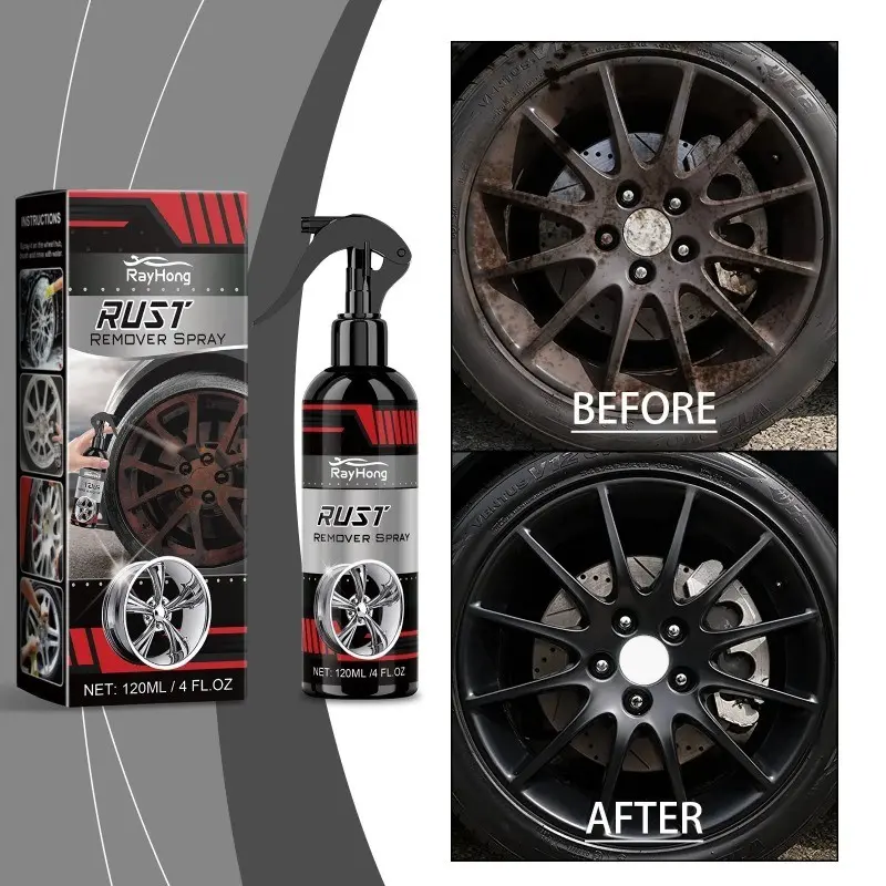 Powerful Wheel Rust Remover Spray Removal Alloy Rim Cleaner Polish Dust Cleaner Anti-Corrosion Protection Oxidation for Car Truck Motorcycle Wheel