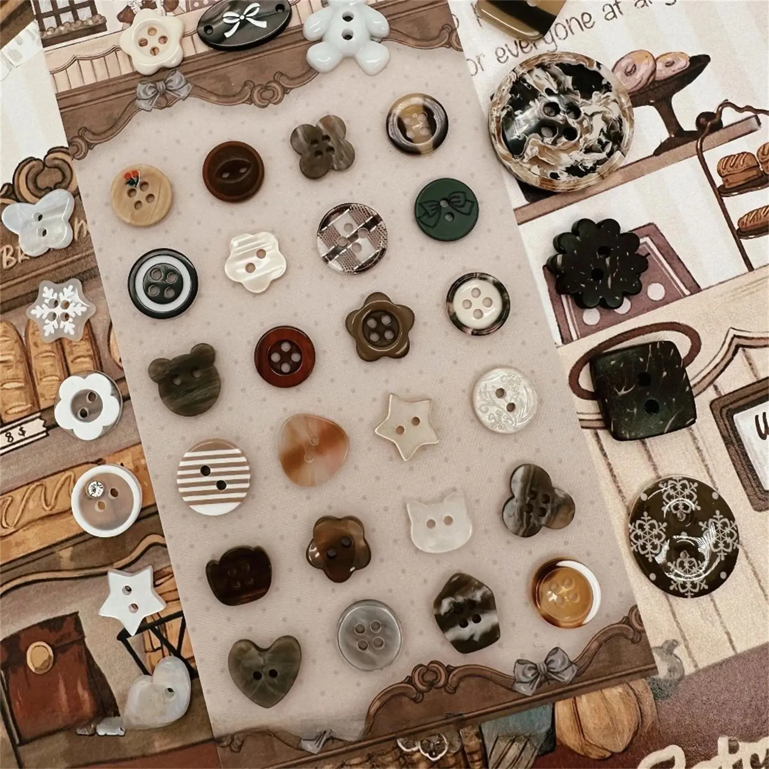 20PCS Neutral Earth Tone Craft Buttons, Retro Decorative Sewing Buttons for DIY Crafts, Scrapbooking, Card Making, Baby Clothing, Handmade Accessories, Button Embellishments & Jewelry Making