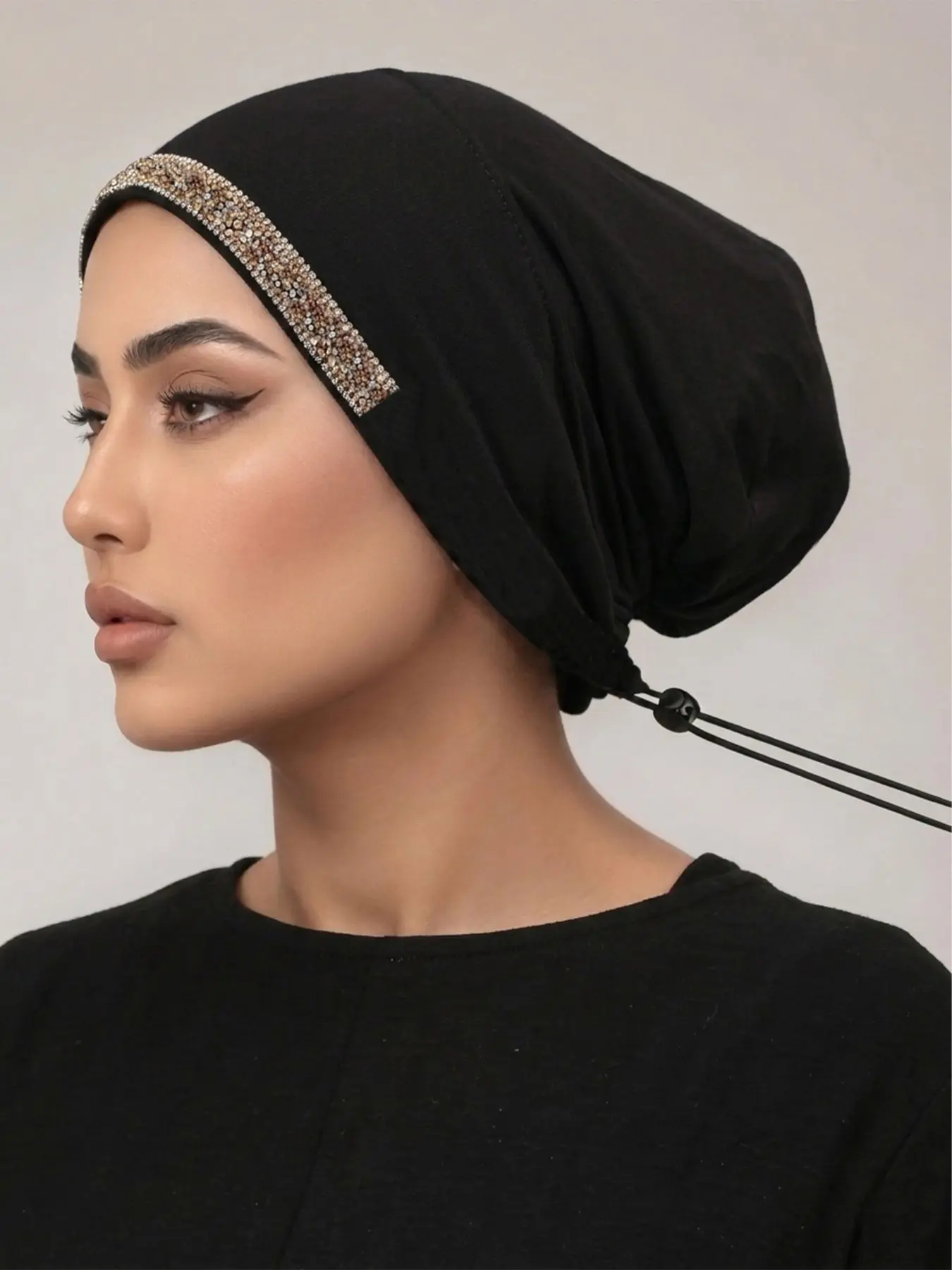1pc Modal Hijab Caps with Tie Back, Adjustable Jersey Wraps for Women, Solid Color Basic Underscarf, Abaya Accessories, Daily Under Cap, Hijab Undercap