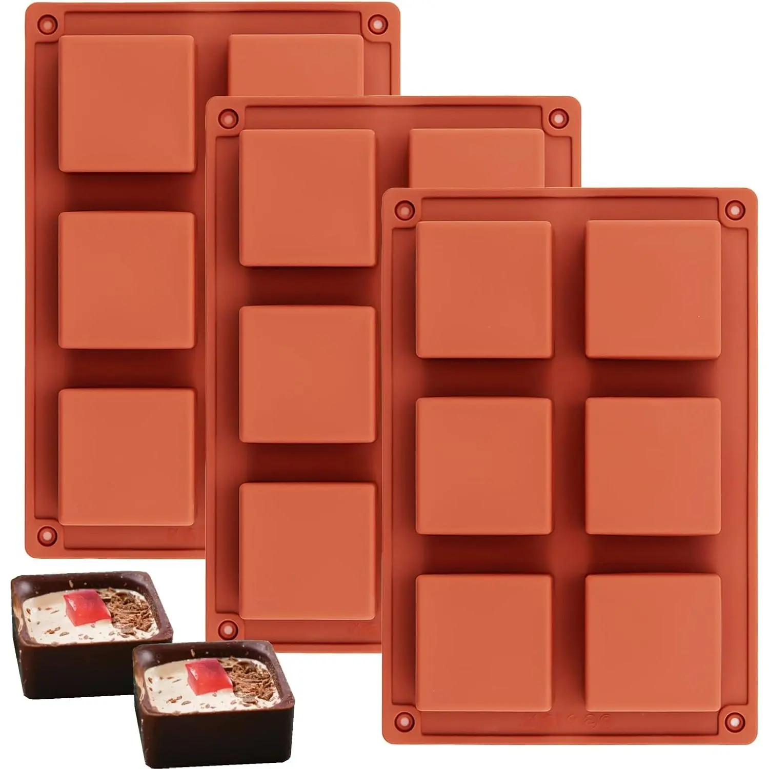 Brownie Pan, 2 x 2 x 1 Inches, 3 count, 6-Cavity | Non-Stick, Square  Baking Molds, For Brownie Bites, Muffins, Fudges, Truffles, Keto  Bombs