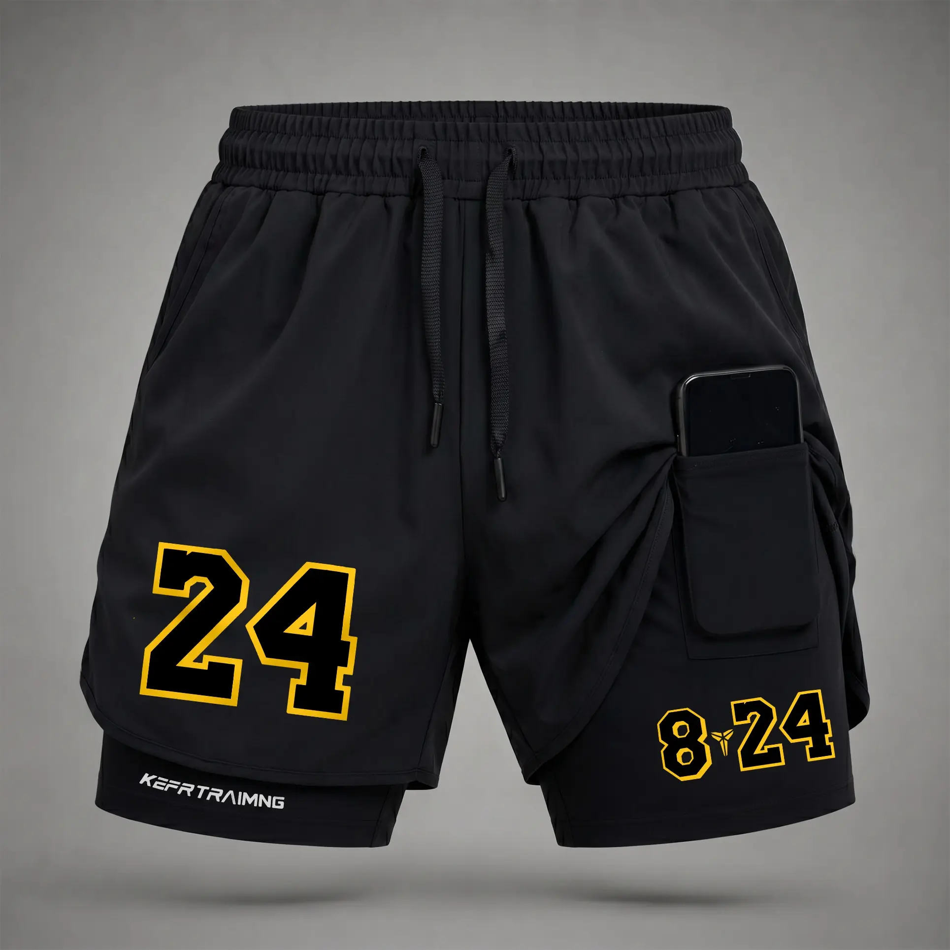 Men's 2-in-1 Athletic Knit Sports Shorts, 24 Graphic Print Activewear with Built-in Compression Liner, Inner Phone Pocket & Towel Loop for Gym Running, Sporty Chic, Male, Regular Fit, Dry-Wicking Men's Sports Shorts