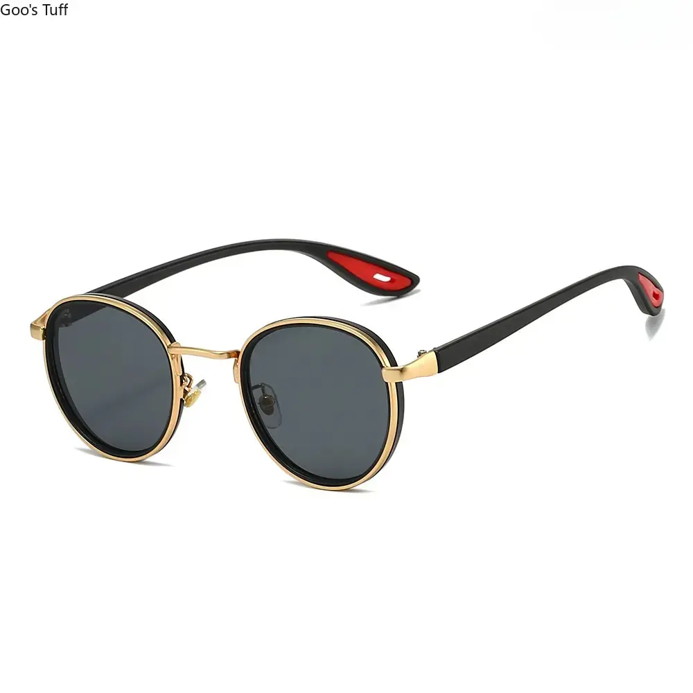 Unisex Vintage Round Punk Sunglasses with UV400 Anti-Glare Lenses, Trendy Men's & Women's Fashion Eyewear for Driving & Outdoor Use