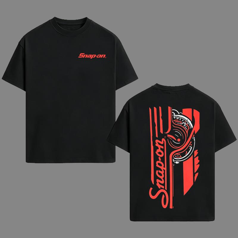 Snap-On 44 Retro Black T-Shirt, Snap On Flag Shirt 2 Sides, Gift For Racing Fan, Casual Cotton T-Shirt, Short Sleeve Crew Neck, Summer Tshirt, Made In USA