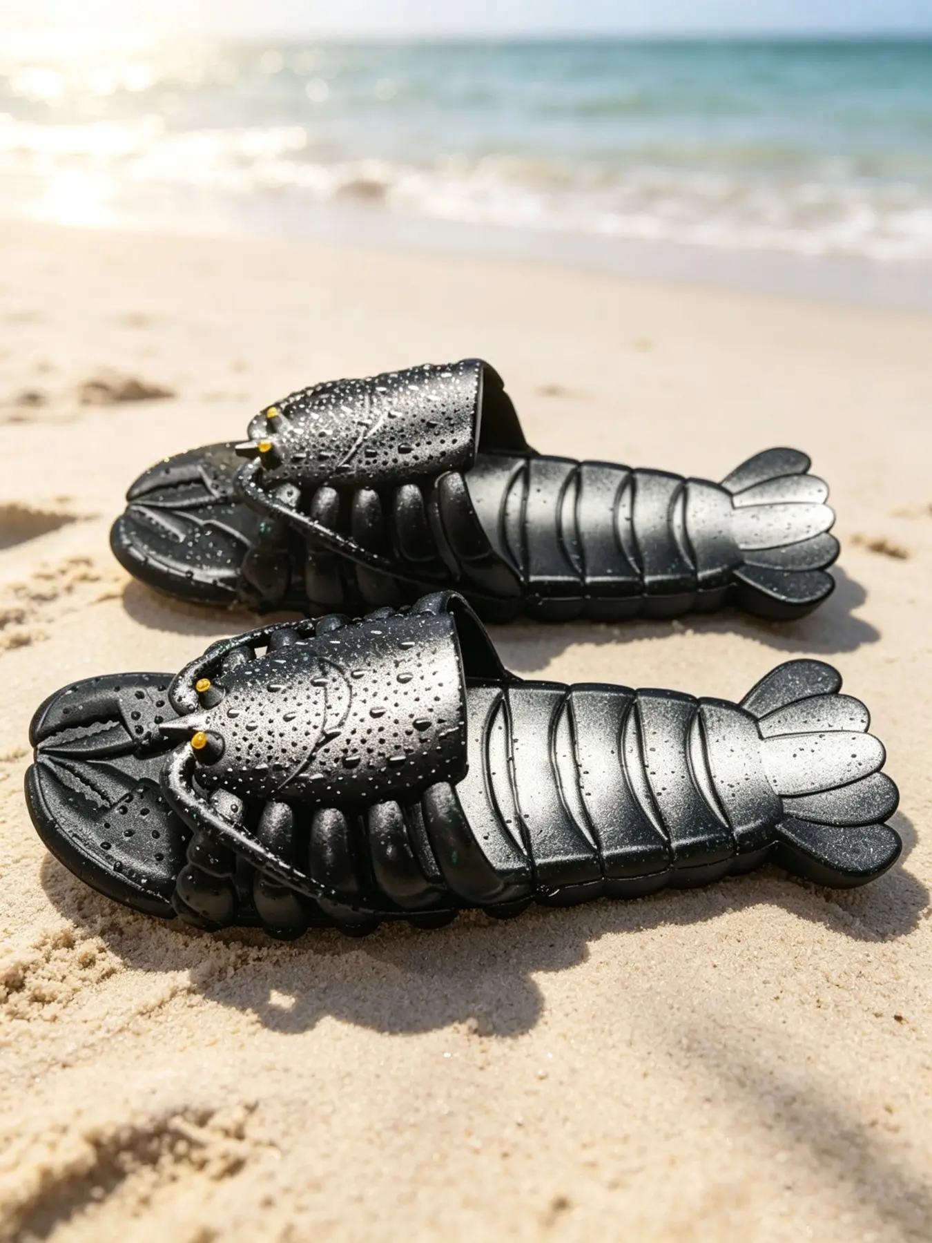 Men's Cartoon Lobster Plastic Non Slip Slippers for Summer, Stylish Anti-Slip Indoor House Shoes, Fun Beach Sandals for Students & Vacation, Casual Slippers