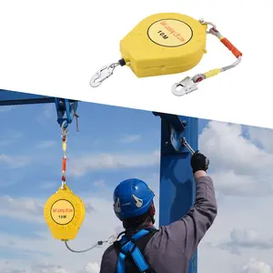 Fall Arrester 32 Ft Roofing Lifeline Safety Gear Automatic Retractable Tether Safety Harness Construction Roofing Gear Climbing Equipment