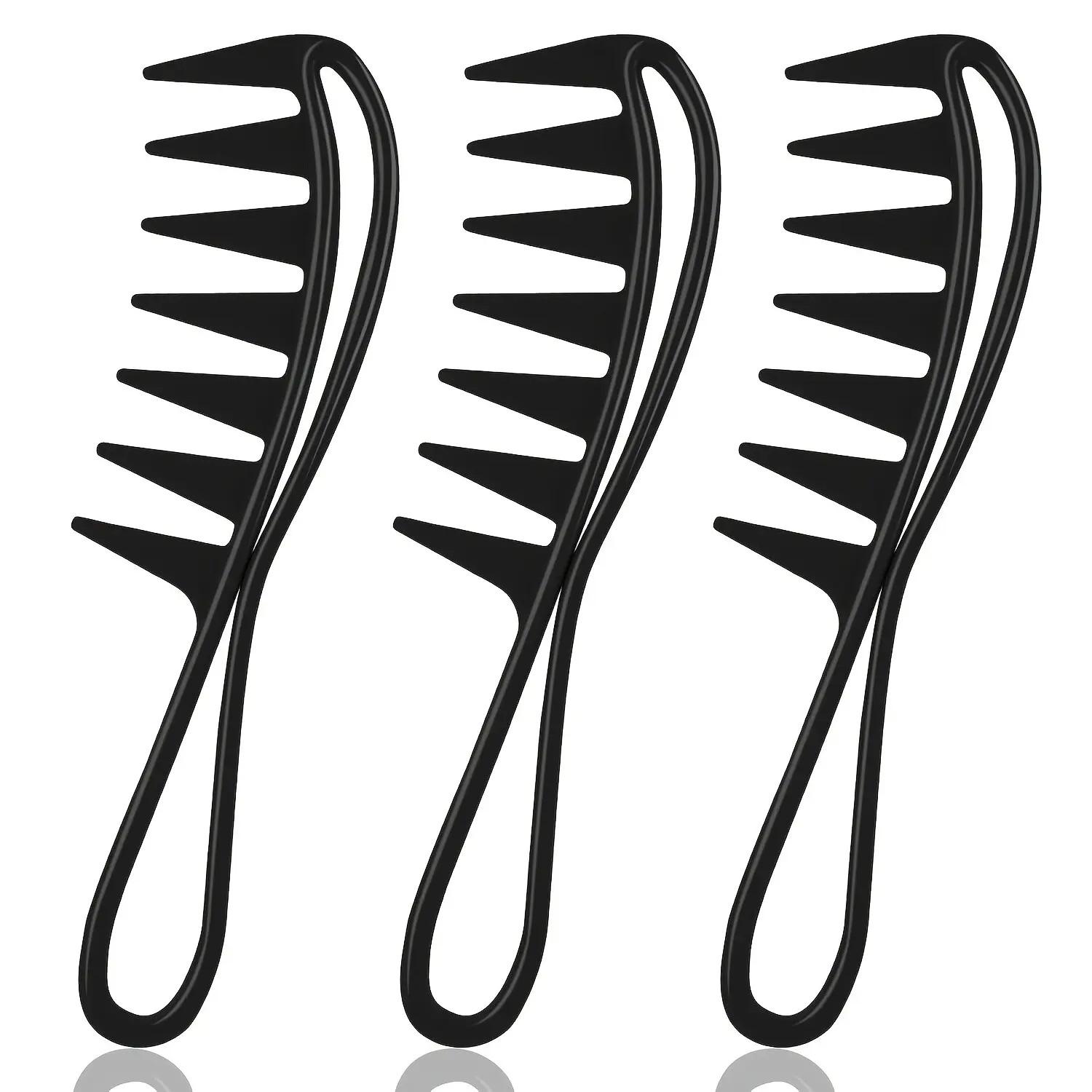 3-Pack Fishbone Comb Large Teeth Hair Brush, Gentle Detangling Tool for Smooth Mane, Ideal for Daily Use & Travel Convenience